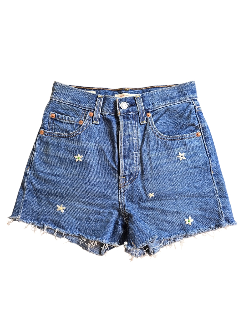 Levi's Ribcage High Waisted Jean Short Embroidered Daisy Short 24 - Picture 3 of 15